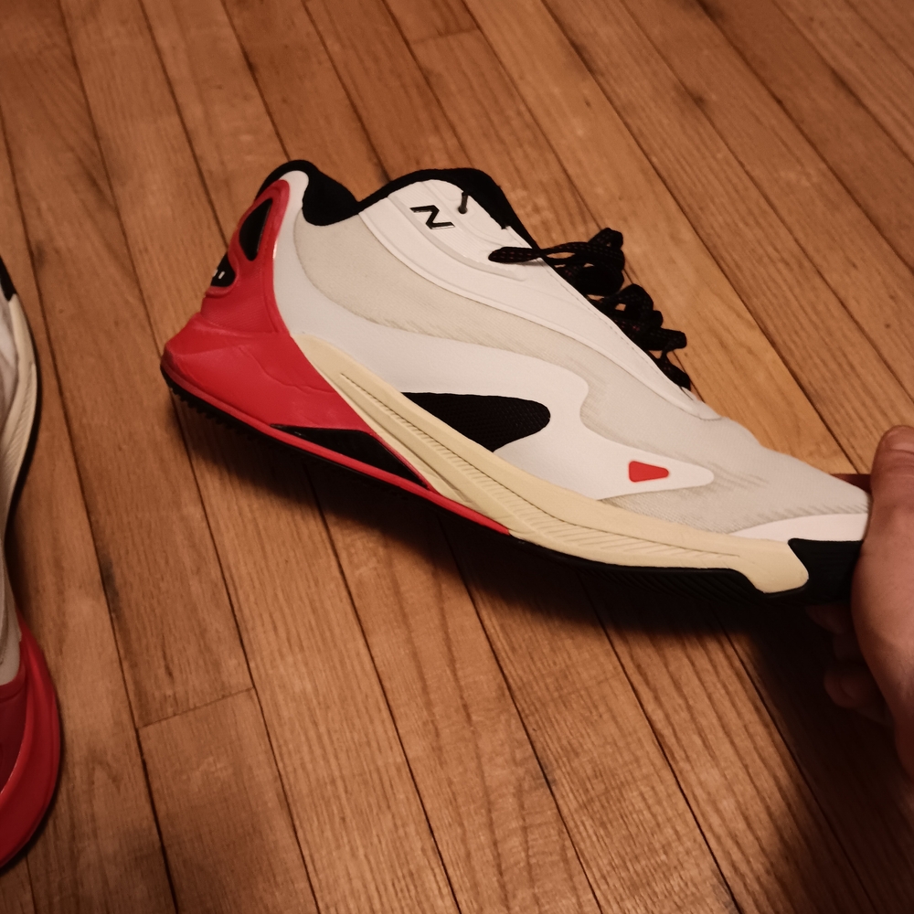 New Balance Men's White Black Red Athletic Sneakers - Picture 6 of 8